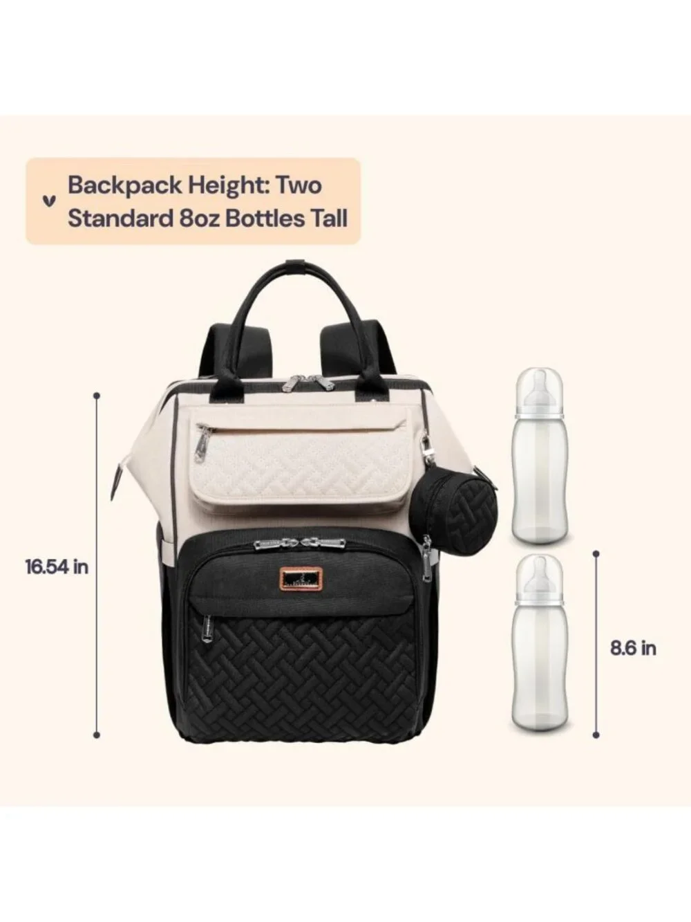 Stylish Multifunction Diaper Bag Backpack with Changing Pad & Stroller Straps